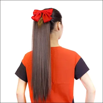 Парик с конским хвостом женские натуральные длинные прямые волосы бант высокий конский хвост химическое волокно ремешок для волос поддельный конский хвост