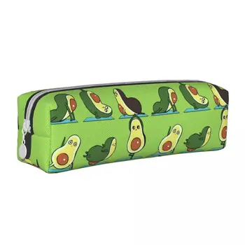 Забавные зеленые пеналы для йоги с авокадо Пеналы для ручек Коробка для ручек для студентов Большая сумка для хранения школьных принадлежностей Подарочные канцелярские принадлежности