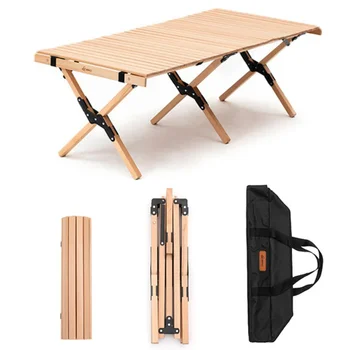 Складной деревянный стол Портативный уличный Универсальный складной стол для пикника в помещении Деревянный стол для рулета торта в сумке для пикника в кемпинге