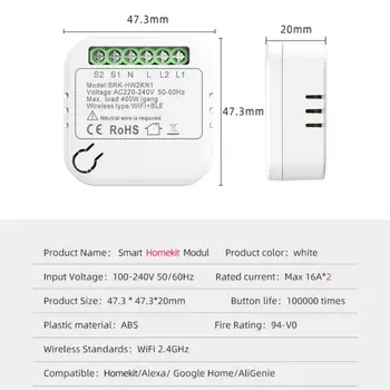 Умный переключатель Homekit WIFI на 16 А, мини-модуль двухпозиционного переключателя Cozylife Smart Breaker С поддержкой Alexa Home Siri