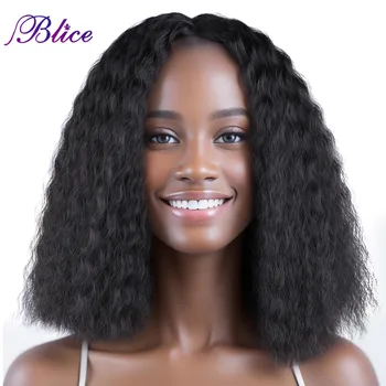 Короткий синтетический парик длиной до плеч, средняя часть, кудрявые волосы, наращивание париков из натуральных волос, афро-кудрявые парики для женщин