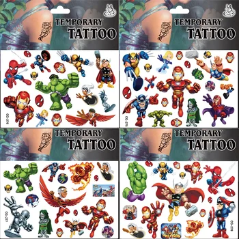 Наклейки с татуировками Marvel Водонепроницаемые Милые Наклейки 