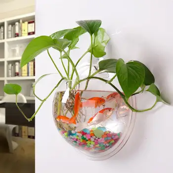 3D Акриловая Чаша Для Рыбы Горшок Для Растений Настенный Подвесной Аквариум Прозрачный Аквариум Для Рыб Ваза Для Цветочных Растений Украшение Дома