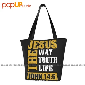 Иисус Путь Истина Жизнь Иоанна 14 6 Христианский стих из Библии Бог Христос Сумки Пляжная сумка Хозяйственная сумка Кошельки для покупателей