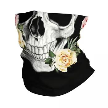 Бандана с черепом и скелетами, розы, Зимняя грелка для шеи, мужская Ветрозащитная повязка на лицо, шарф для лыж, Цветочная гетра, повязка на голову