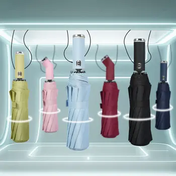 Светодиодный фонарик, полностью автоматический деловой зонт от дождя, женский, большой, устойчивый к сильному ветру, мужской солнцезащитный зонт с подсветкой