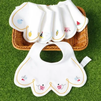 Нагрудник для новорожденного Детское расчесанное хлопчатобумажное полотенце от слюны с вышивкой лепестками впитывающий нагрудник для маленьких мальчиков и девочек