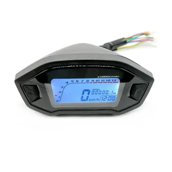 Универсальный HD ЖК-цифровой спидометр, время прохождения мотоцикла, Уровень топлива, 7-цветная подсветка для 2, 4 цилиндров, 13000 об / мин