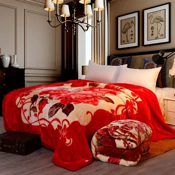 Высококачественные двухслойные Толстые Мягкие свадебные полиэфирные зимние Теплые одеяла с рисунком Розы Raschel для кроватей Одеяло