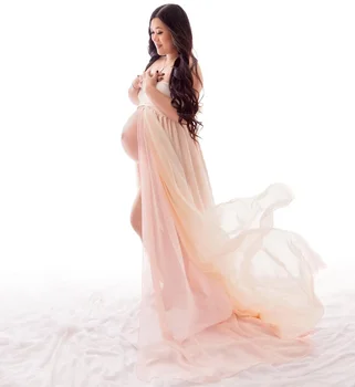 Сексуальные платья для беременных с разрезом спереди для фотосессии, макси-платье для беременных, длинное детское платье для беременных