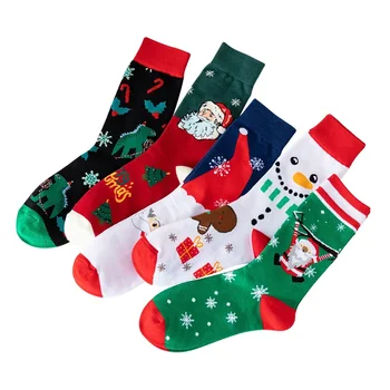 Новые трансграничные продажи носков Санта-Клауса в Европе и Соединенных Штатах, мужских и женских носков с мультяшным снеговиком, хлопчатобумажных носков