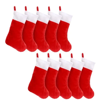 10 шт. рождественских чулок из красного фетра, Рождественский держатель для чулок, носки для домашнего камина, подарочные пакеты для хранения на праздник