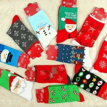 Стильные и удобные Рождественские носки Зимние женские Праздничные хлопчатобумажные носки Санта-Клауса с мультяшным рисунком средней длины для взрослых женщин