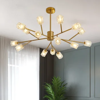 Современная хрустальная светодиодная люстра для гостиной, столовая, подвесные светильники, медный потолочный светильник в скандинавском стиле, подвесной светильник для дома