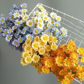 30 Головок милой шелковой маргаритки, искусственный декоративный цветок, свадебный букет цветов, украшение стола в домашней комнате, реквизит для фотосессии