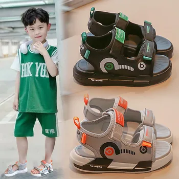 Летние спортивные сандалии для детей, нескользящая пляжная обувь для путешествий, модная обувь с принтом в корейском стиле, Уличная теннисная обувь