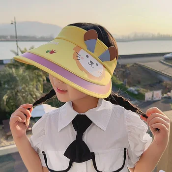 Детская солнцезащитная шляпа для летних девочек, заряжающий вентилятор, пустой цилиндр, мультяшный мальчик, детская солнцезащитная шляпа с большими полями, козырек от солнца