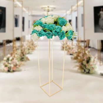 Металлическая золотая цветочная колонна в стиле квадратной вазы для растений, свадебная вечеринка 100 см
