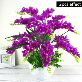 Искусственный цветок фрезии, 9 ветвей для украшения дома, Аксессуары, искусственный пластиковый цветок, букет 
