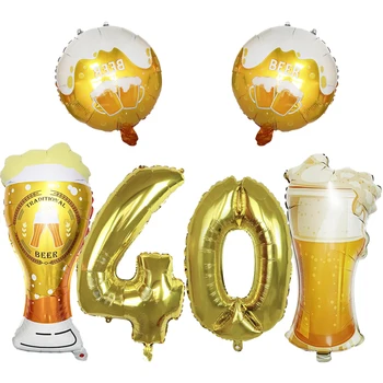 Большой воздушный шар из гелиевой фольги с золотым номером виски 30th Beer Воздушный шар с золотым номером для Cheers Пивная кружка Чашка Принадлежности для украшения вечеринки по случаю Дня рождения