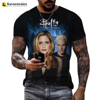 Новое поступление, Футболка с 3D Принтом Buffy The Vampire Slayer, Мужская Женская Летняя Модная Повседневная Футболка в стиле Хип-Хоп С Коротким Рукавом 6XL