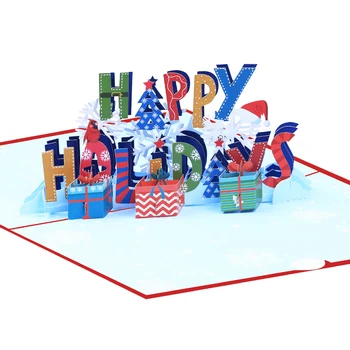 Новый дизайн Пользовательской Забавной Всплывающей Рождественской Открытки 3d Всплывающие Поздравительные Подарочные Карты С Праздником