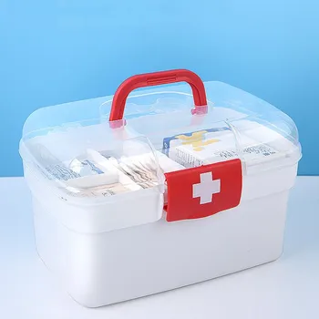 Медицинская Коробка Большой Емкости Портативная Аптечка Первой Помощи Пластиковый Ящик Для Хранения Лекарств Домашний Медицинский Кейс Контейнер Для Лекарств Здравоохранения