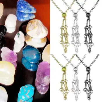 Металлическое ожерелье с хрустальной сеткой из нержавеющей стали для женщин и мужчин, держатель для сбора камней, Сменный держатель для кристаллов, ожерелье-клетка