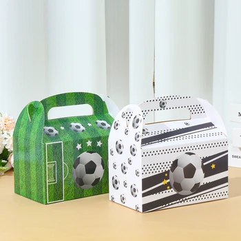 4pcs Soccer Party Treat Box Футбольные Подарочные Коробки Party Candy Cookie Box с Ручкой на День Рождения Рождественская Футбольная Вечеринка Подарочная Коробка