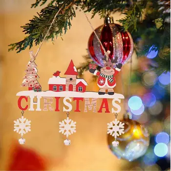 2023 Веселое Рождественское Украшение Деревянная Дверь Санта-Клауса Подвесные Украшения для Дома С Новым Годом 2024 Xmas Party Supplies