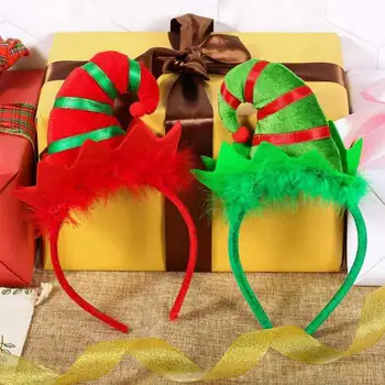 Рождественские повязки на голову, милый обруч для волос, подарки для детей и взрослых, косплей-костюм, Пушистая Рождественская повязка на голову, Рождественская шляпа Санта-Эльфа