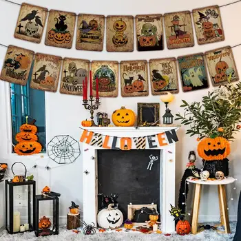 Баннеры для украшения Хэллоуина, баннеры с тыквенным декором, торговые точки, баннер для Хэллоуина с 15 флажками, поставка тыквы