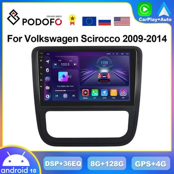 Podofo 8G + 128G Android CarPlay Радио Для Volkswagen Scirocco 2009-2014 Автомобильный Мультимедийный Плеер 2din Головное Устройство 4G Стерео Авторадио