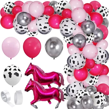 144шт Набор воздушных шаров-гирлянд из алюминиевой фольги в виде лошади, красные, серебристые, металлик, воздушные шары для маленьких девочек, дикие украшения на День рождения