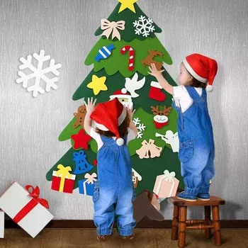 DIY Фетровая Рождественская Елка Рождественское Украшение для Дома Navidad 2023 2024 Новогодние Рождественские Украшения Санта Клаус Рождественские Подарки для Детей