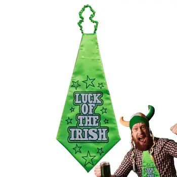 Галстук на День Святого Патрика зеленый, ирландский галстук на удачу в День Святого Патрика, традиционный ирландский праздничный костюм с рисунком
