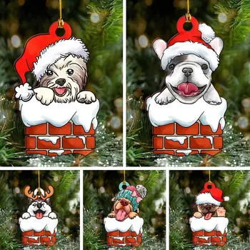 Рождественские украшения для собак, портативные подвески с изображением милой собаки Для Рождественской елки, Праздничные принадлежности, Украшение комнаты, Подарок