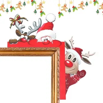Рождественское украшение Дверной рамы Санта-Лось Деревянная Угловая Дверная вывеска Оконная рама Рождественские украшения Подарок для дома на Новый год