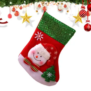 Большие Рождественские Чулки 10х7 дюймов Классические Рождественские Чулки С 3D Рисунком Прочные Рождественские Чулки Аксессуары