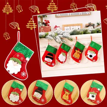 Рождественские Чулки, подарочные пакеты для носков Санта-Клауса, сумка для детских конфет, карман для снеговика, Оленя, украшение для рождественской елки, Новый год 2024