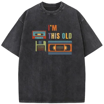 Я этот старый-престарый носитель для хранения данных, мужская футболка, модная повседневная выстиранная футболка, 230 г, Летние топы, хлопковые футболки