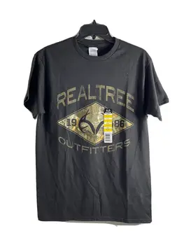 Мужская футболка Realtree из 100% хлопка с коротким рукавом, черная с камуфляжным логотипом, выберите размер
