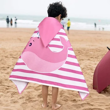 Детское банное полотенце с капюшоном, детское мультяшное мягкое пляжное полотенце из микрофибры для мальчиков и девочек, Купальные принадлежности, Пляжная накидка, Накидка, одеяло, мочалка