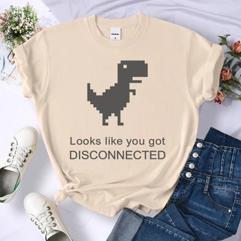 Мультяшный Интернет-динозавр Женская футболка Дышащая Летняя футболка Повседневный Качественный укороченный топ Уличная одежда Индивидуальность Женские футболки