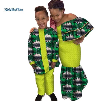 Bazin Riche Африканские платья для семьи, подходящий наряд, Пэчворк ручной работы, Комплект одежды для брата и сестры, Анкара, Подарок на День рождения, WYQ1023