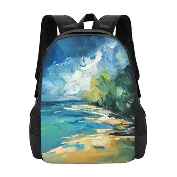 Дизайн с рисунком прибрежной красоты, ноутбук, дорожные школьные сумки Sea Sky Coast Oil Ivana Original Blue