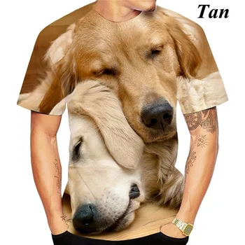 Летняя футболка с 3D-принтом милой собаки 2023 года, Золотистый ретривер, модная повседневная мужская футболка с короткими рукавами, рубашка