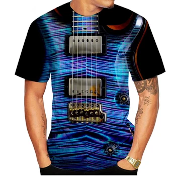 2023 Мужская / женская 3D-футболка Summer Fun Guitar, мягкая удобная дышащая модная универсальная 3D-футболка