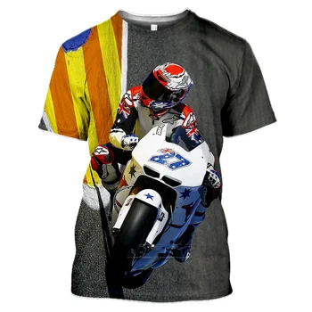 Мужская и женская футболка с 3D-принтом для бездорожья на мотоциклах Harajuku, рубашка с короткими рукавами в стиле спортивного автомобиля, летняя мода
