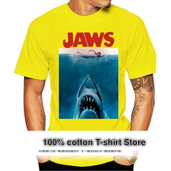 Футболка Jaws Оригинальный плакат Мужская Белая Модная мужская футболка с коротким рукавом Хлопчатобумажные футболки